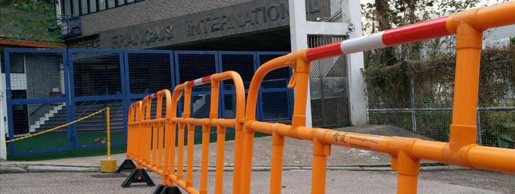 Temporary fencing at French International School, Hong Kong